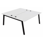 Bureau droit partag� 2 postes burocolor a avec obturateurs - d�part - l. 160 x p. 163 cm - plateau blanc ...