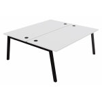 Bureau droit partag� 2 postes burocolor a avec obturateurs - d�part - l. 180 x p. 163 cm - plateau blanc ...