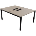 Bureau droit partag� 2 postes burocolor avec trappe d'acc�s - d�part - l. 120 x p. 163 cm - plateau argile ...