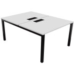 Bureau droit partagé 2 postes burocolor avec trappe d'accès - départ - l. 120 x p. 163 cm - plateau blanc ... Bureau droit partagé 2 postes burocolor avec trappe d'accès - départ - l. 120 x p. 163 cm - plateau blanc ...