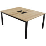 Bureau droit partag 2 postes burocolor avec trappe d'accs - dpart - l. 120 x p. 163 cm - plateau chne ...