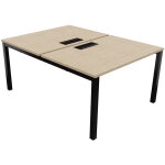 Bureau droit partag 2 postes burocolor avec trappe d'accs - dpart - l. 120 x p. 163 cm - plateau chne ...