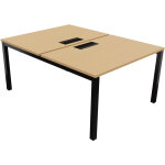 Bureau droit partag 2 postes burocolor avec trappe d'accs - dpart - l. 120 x p. 163 cm - plateau htre ...