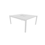 Bureau droit partag� 2 postes burocolor avec trappe d'acc�s - d�part - l. 140 x p. 163 cm - plateau blanc ...