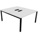 Bureau droit partagé 2 postes burocolor avec trappe d'accès - départ - l. 140 x p. 163 cm - plateau blanc ... Bureau droit partagé 2 postes burocolor avec trappe d'accès - départ - l. 140 x p. 163 cm - plateau blanc ...