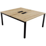 Bureau droit partag 2 postes burocolor avec trappe d'accs - dpart - l. 140 x p. 163 cm - plateau chne ...