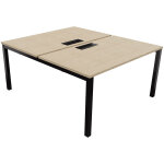 Bureau droit partag 2 postes burocolor avec trappe d'accs - dpart - l. 140 x p. 163 cm - plateau chne ...
