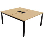 Bureau droit partag 2 postes burocolor avec trappe d'accs - dpart - l. 140 x p. 163 cm - plateau htre ...