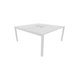 Bureau droit partag� 2 postes burocolor avec trappe d'acc�s - d�part - l. 160 x p. 163 cm - plateau blanc ...
