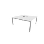 Bureau droit partag� 2 postes burocolor avec trappe d'acc�s - d�part - l. 160 x p. 163 cm - plateau blanc ...