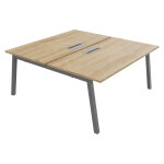 Bureau droit partag� 2 postes burocolor a avec trappe d'acc�s - d�part - l. 160 x p. 163 cm - plateau ...