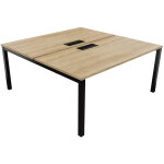 Bureau droit partagé 2 postes burocolor avec trappe d'accès - départ - l. 160 x p. 163 cm - plateau chêne ... Bureau droit partagé 2 postes burocolor avec trappe d'accès - départ - l. 160 x p. 163 cm - plateau chêne ...