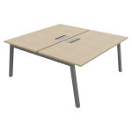 Bureau droit partag� 2 postes burocolor a avec trappe d'acc�s - d�part - l. 160 x p. 163 cm - plateau ...