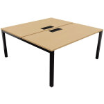 Bureau droit partag 2 postes burocolor avec trappe d'accs - dpart - l. 160 x p. 163 cm - plateau htre ...