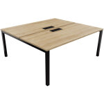 Bureau droit partag� 2 postes burocolor avec trappe d'acc�s - d�part - l. 180 x p. 163 cm - plateau ch�ne ...