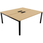 Bureau droit partag� 2 postes burocolor avec trappe d'acc�s - d�part - l. 180 x p. 163 cm - plateau h�tre ...