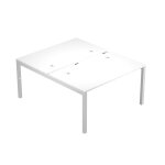 Bureau droit partag� 2 postes eminence 2 - l. 140 x p. 165 cm - plateau blanc - pieds aluminium