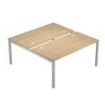 Bureau droit partag� 2 postes eminence 2 - l. 140 x p. 165 cm - plateau ch�ne - pieds aluminium