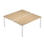 Bureau droit partag� 2 postes eminence 2 - l. 160 x p. 165 cm - plateau ch�ne - pieds blanc