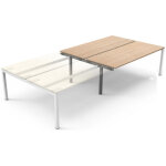 Bureau droit partag� eminence 2 - module suivant - l. 160 x p. 165 cm - plateau ch�ne - pieds blanc