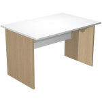Bureau droit pronto bois - l. 120 x p. 80 cm - plateau blanc - pieds panneaux chne