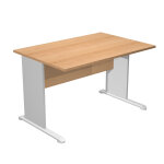 Bureau droit pronto bois - l. 120 x p. 80 cm - plateau h�tre - pieds l aluminium