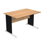 Bureau droit pronto bois - l. 120 x p. 80 cm - plateau h�tre - pieds l noir