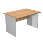 Bureau droit pronto bois - l. 120 x p. 80 cm - plateau h�tre - pieds panneaux aluminium