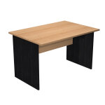 Bureau droit pronto bois - l. 120 x p. 80 cm - plateau h�tre - pieds panneaux noir