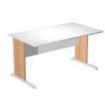 Bureau droit pronto bois - l. 140 x p. 80 cm - plateau blanc - pieds l h�tre