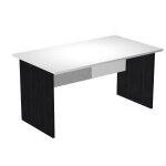 Bureau droit pronto bois - l. 140 x p. 80 cm - plateau blanc - pieds panneaux noir Bureau droit pronto bois - l. 140 x p. 80 cm - plateau blanc - pieds panneaux noir