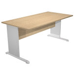 Bureau droit pronto bois - l. 140 x p. 80 cm - plateau chne - pieds l aluminium