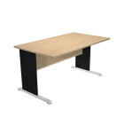 Bureau droit pronto bois - l. 140 x p. 80 cm - plateau chne - pieds l noir