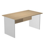 Bureau droit pronto bois - l. 140 x p. 80 cm - plateau chne - pieds panneaux aluminium