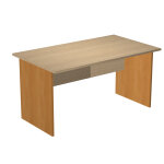 Bureau droit pronto bois - l. 140 x p. 80 cm - plateau chne - pieds panneaux aulne