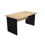 Bureau droit pronto bois - l. 140 x p. 80 cm - plateau chne - pieds panneaux noir