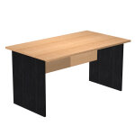 Bureau droit pronto bois - l. 140 x p. 80 cm - plateau h�tre - pieds panneaux noir