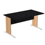 Bureau droit pronto bois - l. 140 x p. 80 cm - plateau noir - pieds l h�tre
