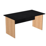 Bureau droit pronto bois - l. 140 x p. 80 cm - plateau noir - pieds panneaux h�tre
