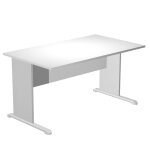 Bureau droit pronto bois - l. 160 x p. 80 cm - plateau blanc - pieds l aluminium