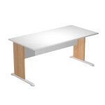 Bureau droit pronto bois - l. 160 x p. 80 cm - plateau blanc - pieds l h�tre