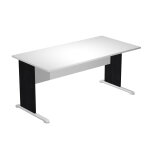 Bureau droit pronto bois - l. 160 x p. 80 cm - plateau blanc - pieds l noir Bureau droit pronto bois - l. 160 x p. 80 cm - plateau blanc - pieds l noir