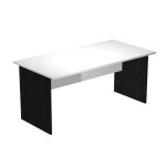 Bureau droit pronto bois - l. 160 x p. 80 cm - plateau blanc - pieds panneaux noir