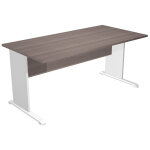 Bureau droit pronto bois - l. 160 x p. 80 cm - plateau cendre - pieds l aluminium