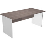 Bureau droit pronto bois - l. 160 x p. 80 cm - plateau cendre - pieds panneaux aluminium
