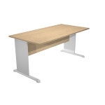 Bureau droit pronto bois - l. 160 x p. 80 cm - plateau chne - pieds l aluminium