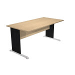 Bureau droit pronto bois - l. 160 x p. 80 cm - plateau chne - pieds l noir