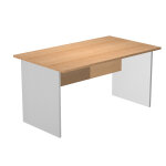 Bureau droit pronto bois - l. 160 x p. 80 cm - plateau h�tre - pieds panneaux aluminium