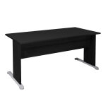 Bureau droit pronto bois - l. 160 x p. 80 cm - plateau noir - pieds l noir