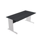 Bureau droit pronto bois - l. 160 x p. 80 cm - plateau noir - pieds l aluminium